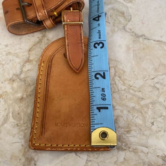 Vintage Louis Vuitton Vachetta Leather Luggage Tag & Poignet - Picture 7 of 10